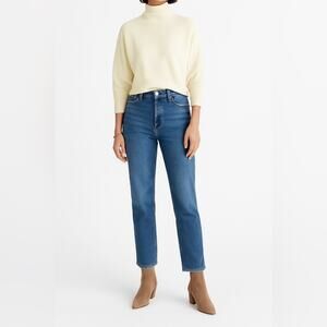 NORDSTROM LEITH Ribbed Mock Neck Dolman Sleeve Sweater | Large | Ivory | Cropped